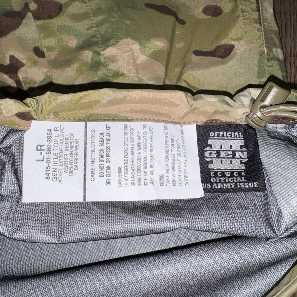 OCP MULTICAM ECWCS EXTREME COLD WET WEATHER GORTEX JACKET L6 GEN III SIZE LARGE - Picture 6 of 6